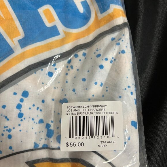 Los Angeles Chargers Mitchell & Ness Team Burst Sublimated T-Shirts-White 3-XL - Picture 2 of 4